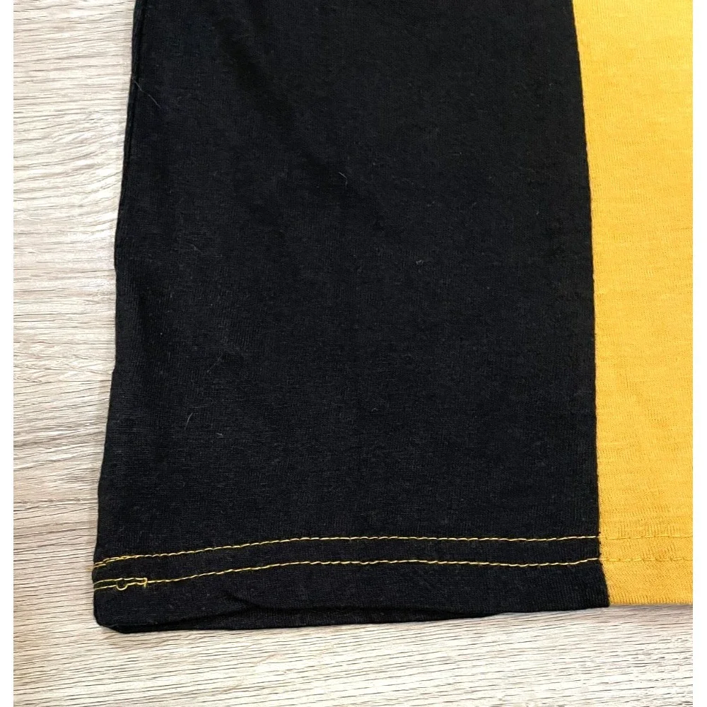 NWT True Religion Boys Size 6 Black Gold Colorblock Metallic Logo T-Shirt